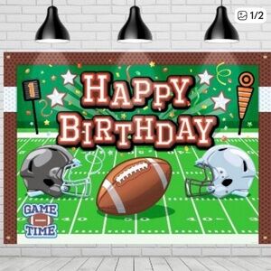 Treasures Gifted 6ft Football Party backdrop and table cloth.  Party Decorations